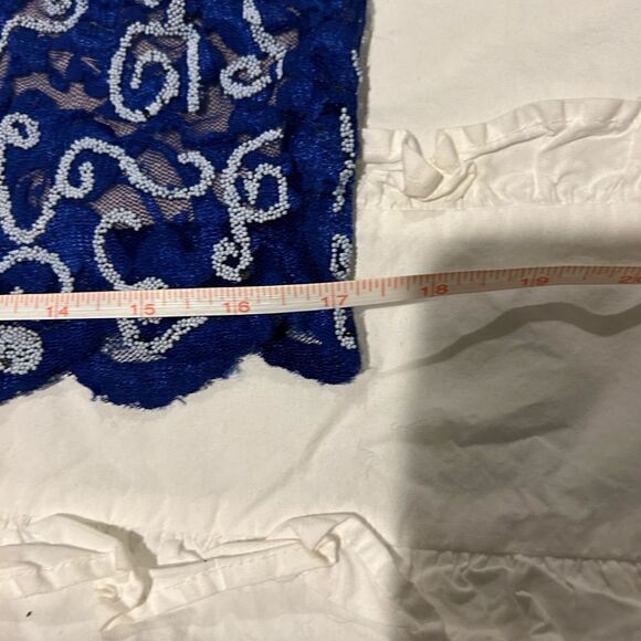 Cache women blue sleeveless lace Bodycon dress beaded sequins small EUC lined - Picture 7 of 12